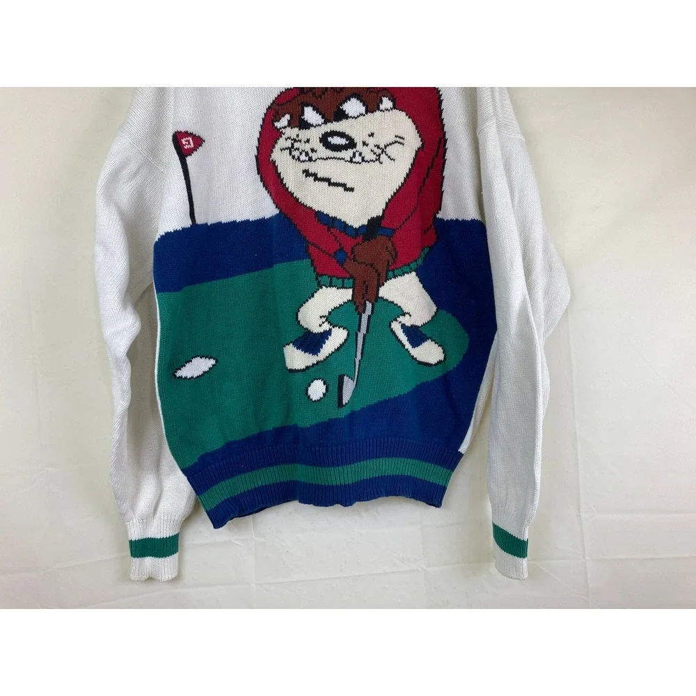 Vintage 90s Acme Clothing Mens M Golfing Taz Sweater Looney Tunes Streetwear‎